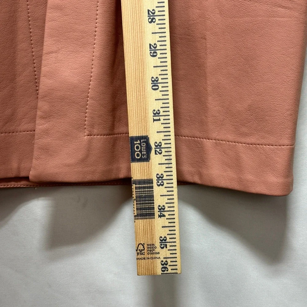 Alice Dusty Rose Faux Leather Paperbag‎ Waist Midi Skirt Belted Size Large